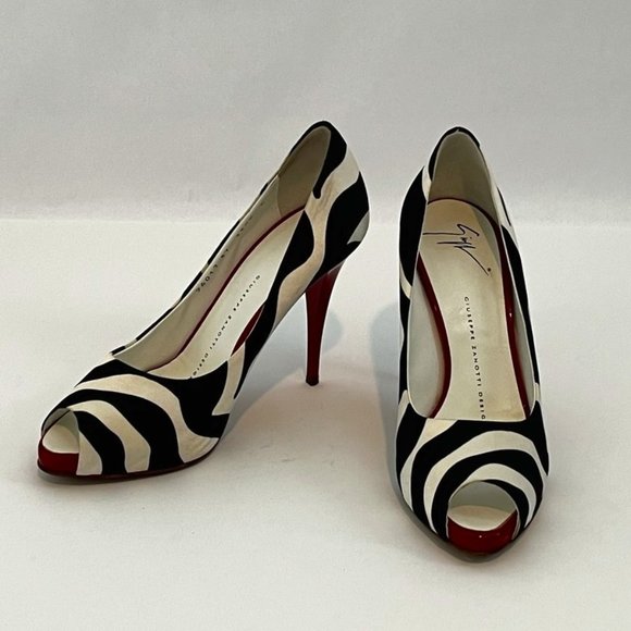 Giuseppe Zanotti Zebra Print Peep Toe Pumps Size US 7 - Picture 1 of 6